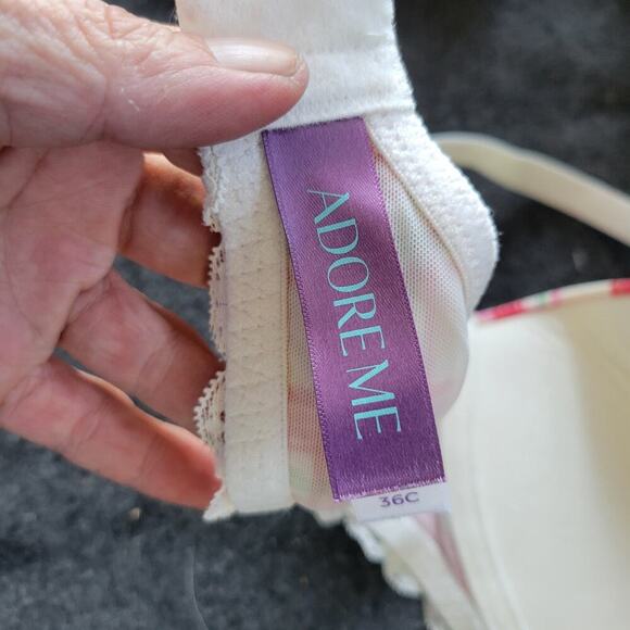 Adore Me Push Up Bra 36C Purple Red Padded Cup Wire Free Adjustable Strap - Picture 5 of 6